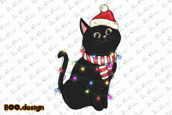 Black Cat Christmas Sublimation