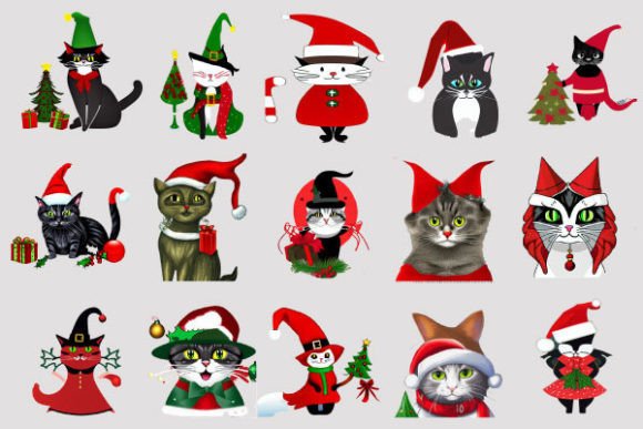 Christmas Cat Animals Sublimation Bundle