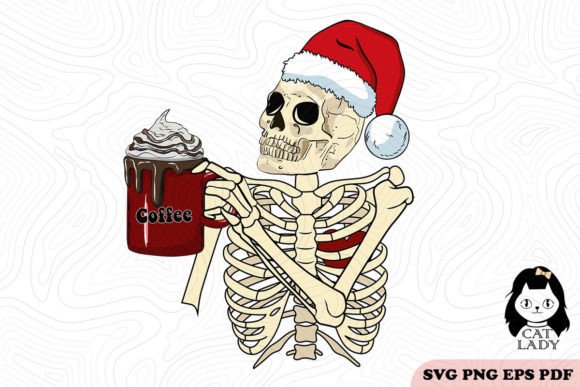 Christmas Coffee Skeleton SVG PNG