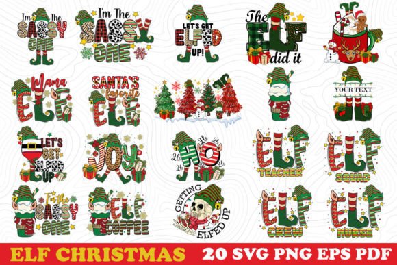 Christmas ELF SVG PNG Sublimation Bundle