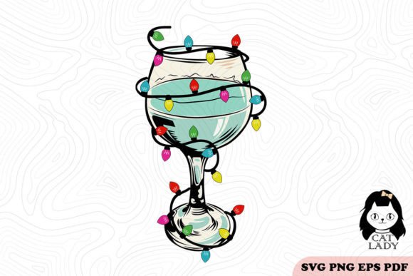 Christmas Lights Wine Glass SVG PNG