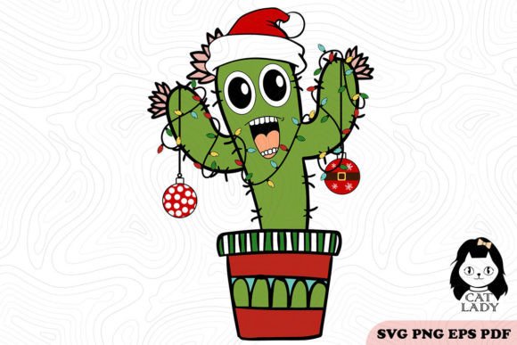 Cute Cactus Christmas SVG PNG