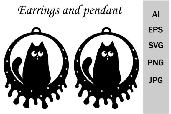 Cute Cat Earrings and Pendants, Template