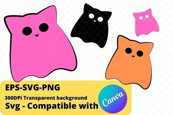 Cute Cat Ghost Embroidery Design