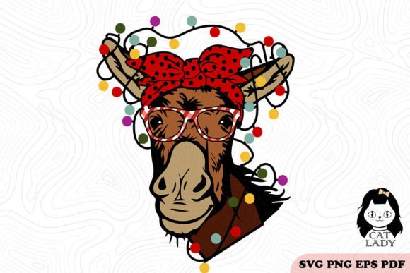 Cute Donkey Christmas SVG PNG