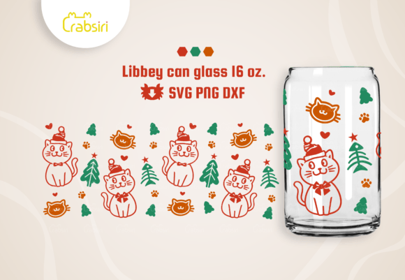 Funny Christmas Cat Can Glass 16oz.