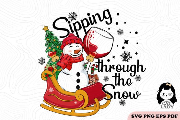 Funny Sipping Through the Snow SVG PNG