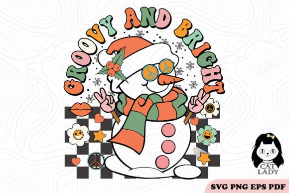 Groovy and Bright Snowman SVG PNG
