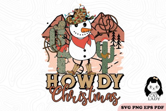 Howdy Christmas Snowman SVG PNG