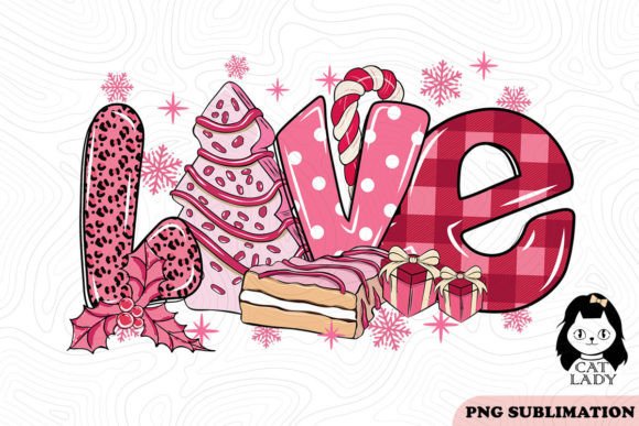 Pink Love Christmas Cakes SVG PNG