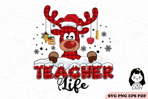 Plaid Reindeer Teacherlife Christmas SVG