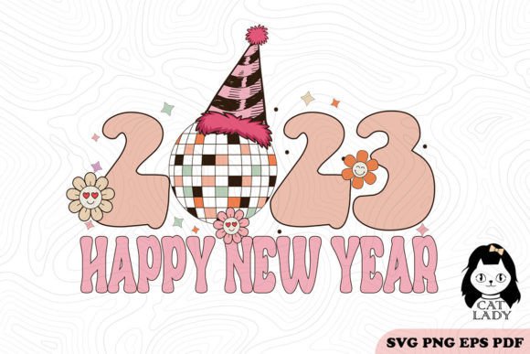 Retro Happy New Year 2023 SVG PNG