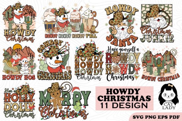 Retro Howdy Christmas SVG PNG Bundle