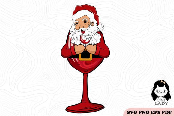 Santa Claus Wine Glass Christmas SVG PNG