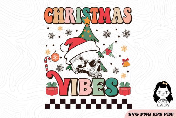 Skull Christmas Vibes SVG PNG