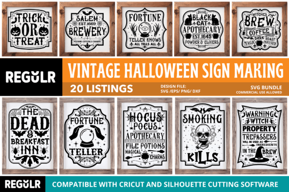 Vintage Halloween Sign Making Svg Bundle